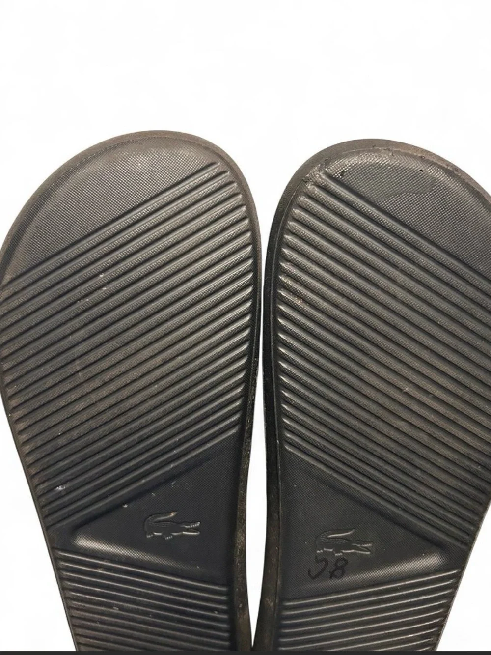 Lacoste Men’s Black Slide Sandals with Croc Logo